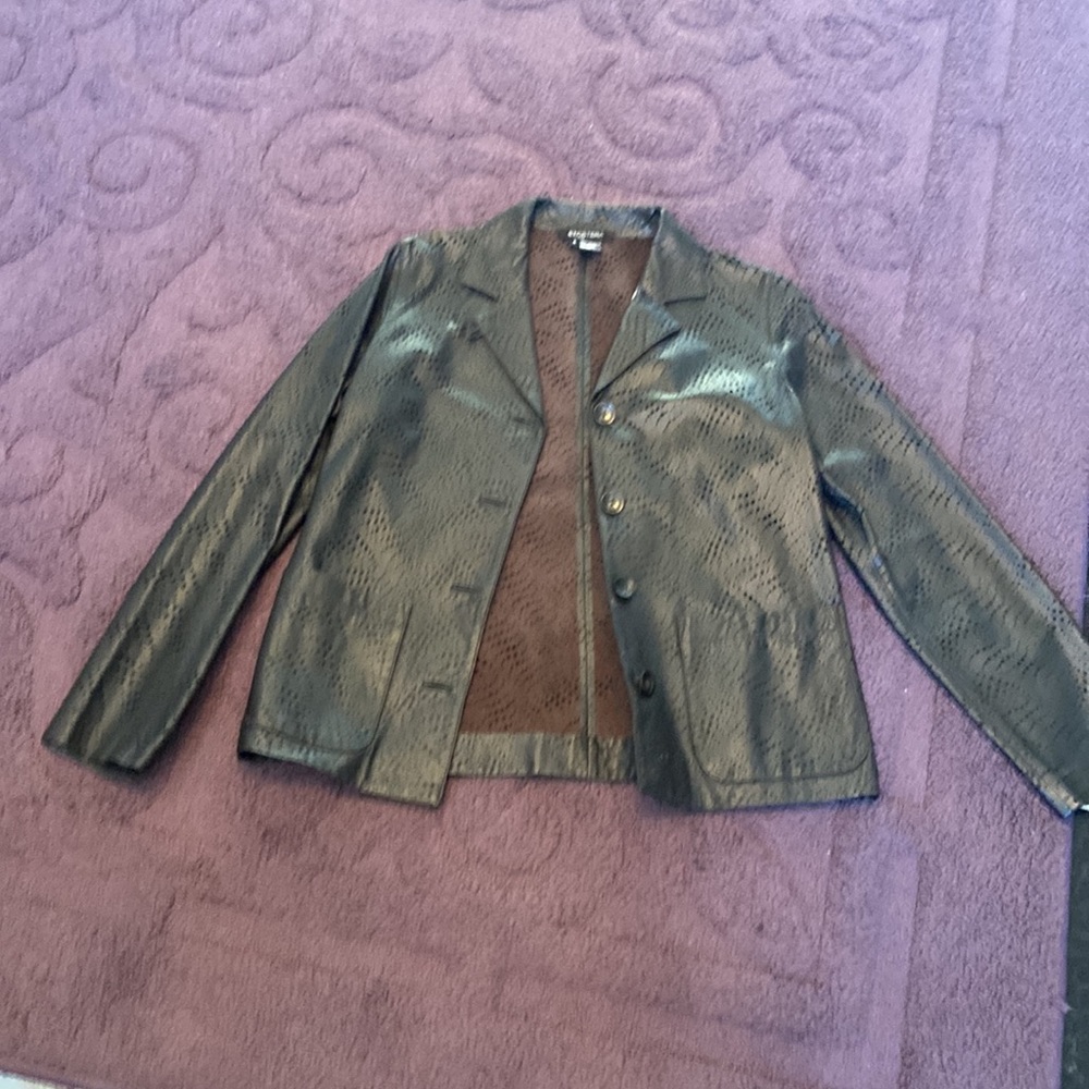 Etcetera Laser Cut Leather Jacket - image 6